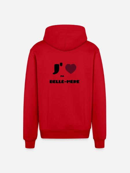 J'aime ma belle-mère (V) - Veste à capuche bio décontractée fabriquée en UE - rouge