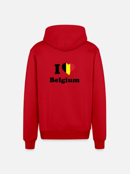 I love Belgium - Organic Relaxed Hooded Jacket Made in EU - red