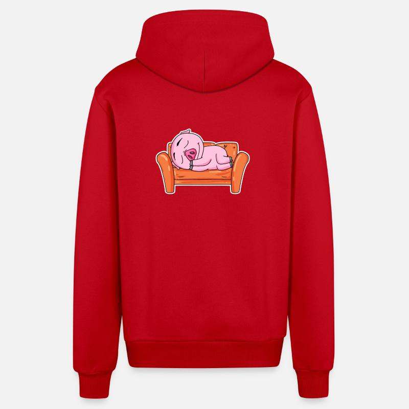 Cochon NIedlich sommeil sommeil - Veste à capuche bio décontractée fabriquée en UE - rouge