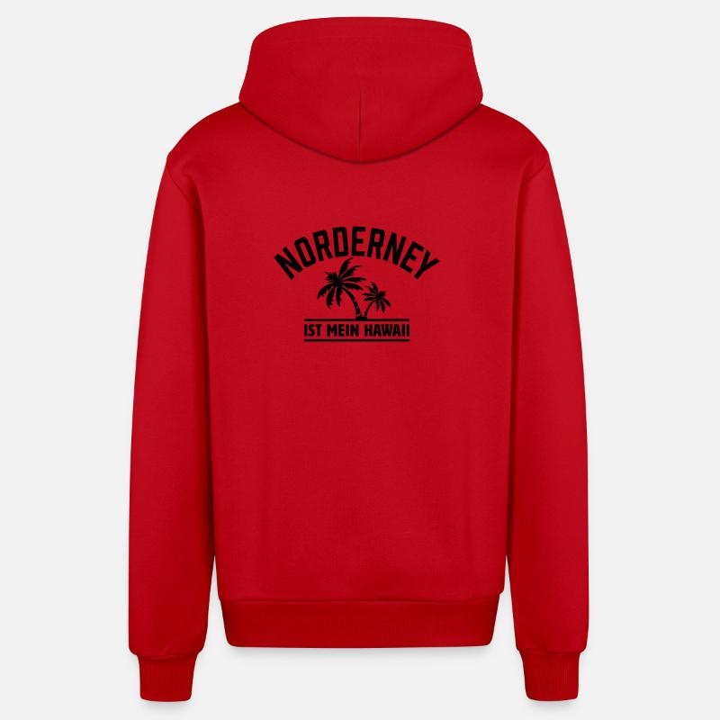 Norderney est mon Hawaï - Veste à capuche bio décontractée fabriquée en UE - rouge