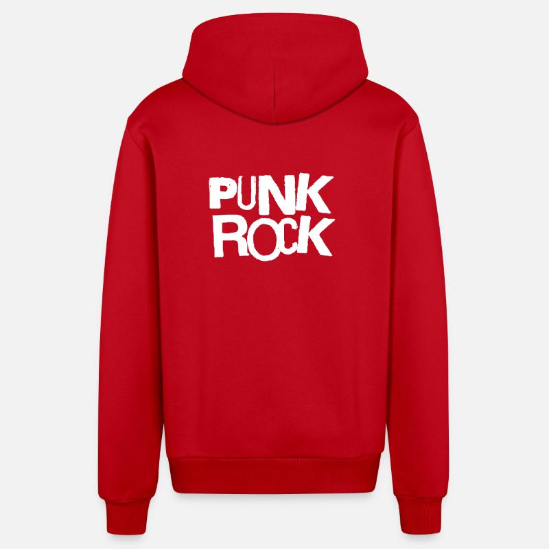 Typographie Punk Rock Bold - Veste à capuche bio décontractée fabriquée en UE - rouge