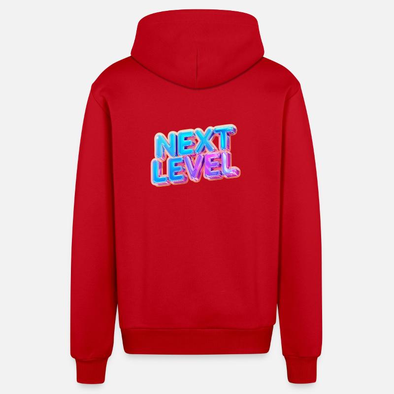 3D-Text der nächsten Stufe – mutiges Verlaufsdesign - Organic Relaxed Kapuzenjacke Made in EU - Rot