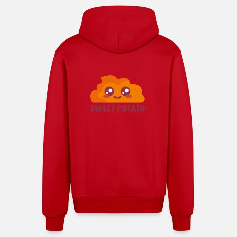 Patate douce dessin animé mignon - Veste à capuche bio décontractée fabriquée en UE - rouge