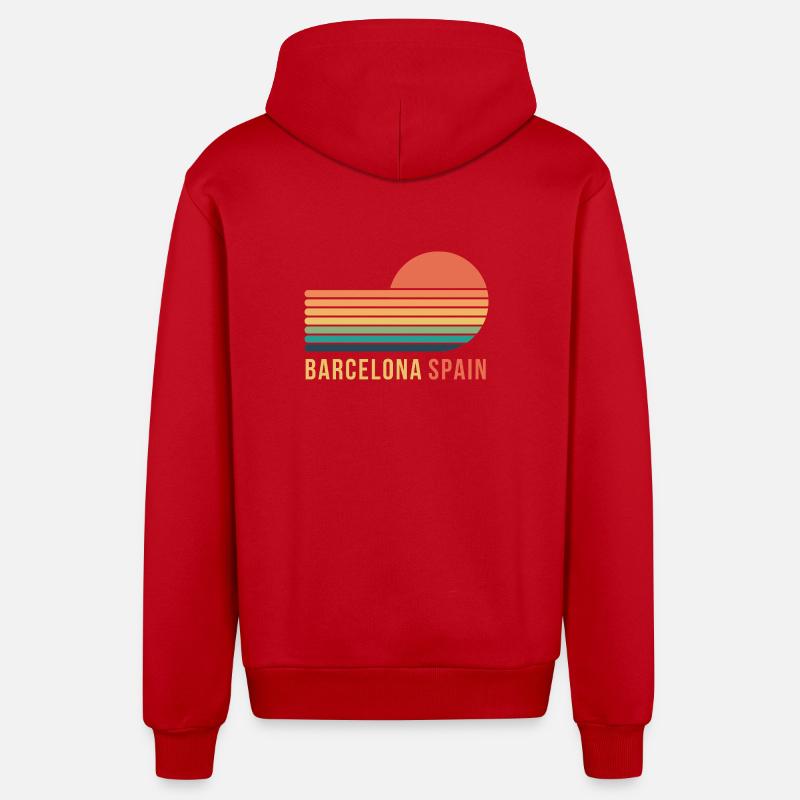 Barcelone - Veste à capuche bio décontractée fabriquée en UE - rouge