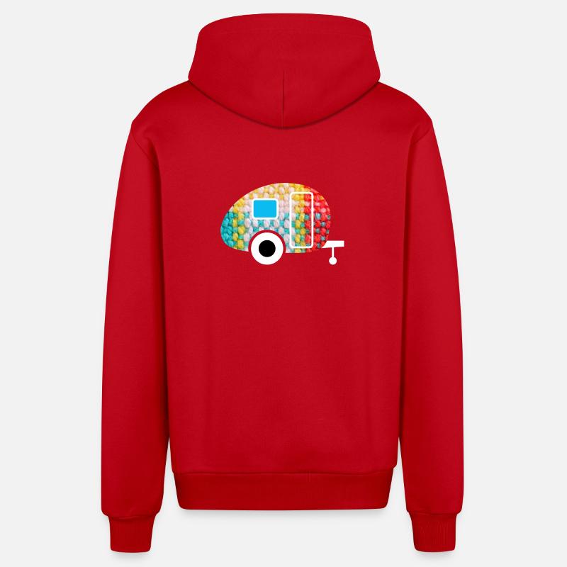 Caravane Caravane Textile Textile Camping Fan - Veste à capuche bio décontractée fabriquée en UE - rouge