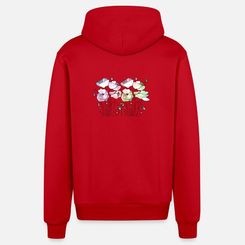 Fleur - Veste à capuche bio décontractée fabriquée en UE - rouge