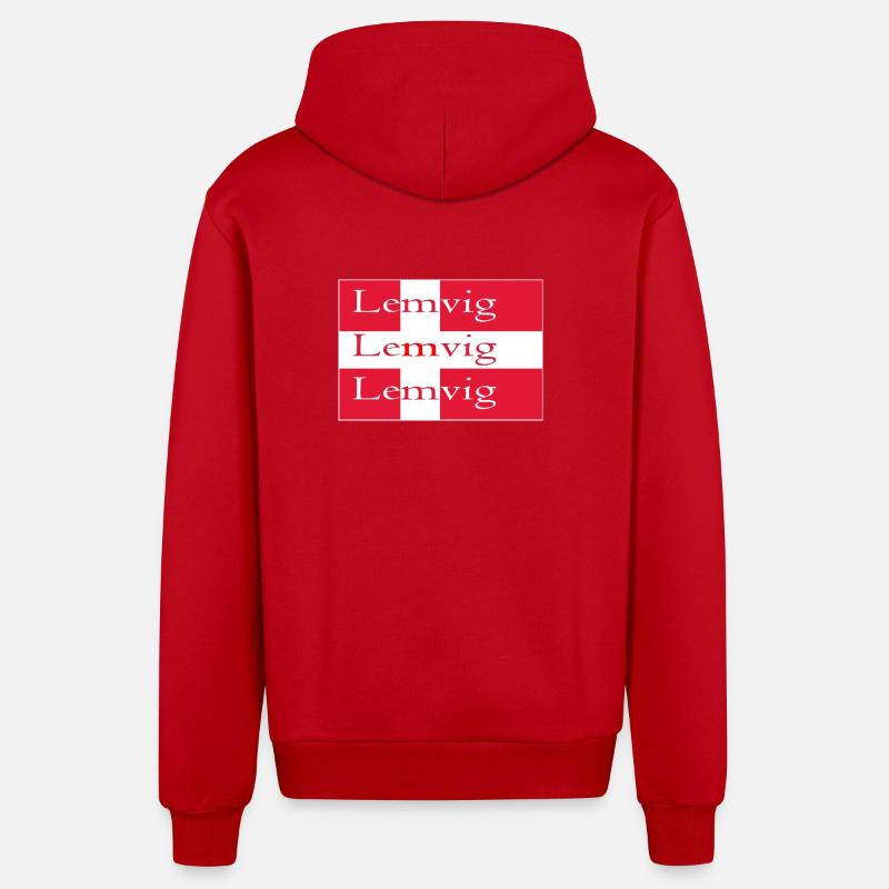 Drapeau Lemvig - Veste à capuche bio décontractée fabriquée en UE - rouge