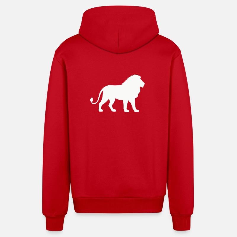 Lion - Veste à capuche bio décontractée fabriquée en UE - rouge