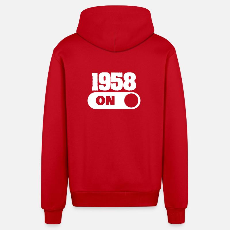 1958 - Veste à capuche bio décontractée fabriquée en UE - rouge