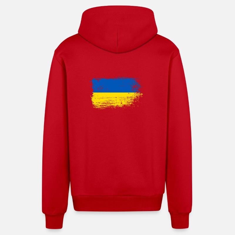 Drapeau Coup de pinceau Ukraine - Veste à capuche bio décontractée fabriquée en UE - rouge