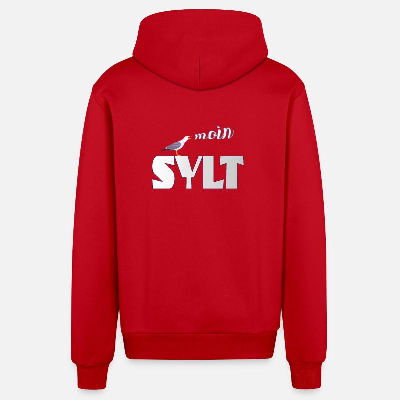 Sylt Möwe & Moin Design - Organic Relaxed Kapuzenjacke Made in EU - Rot