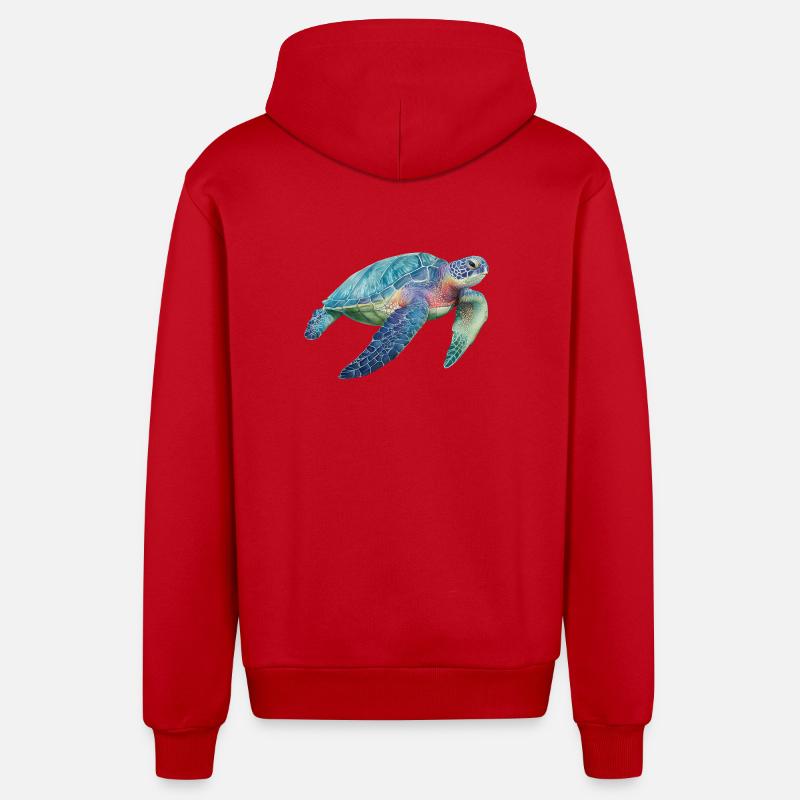 Tortue - Veste à capuche bio décontractée fabriquée en UE - rouge