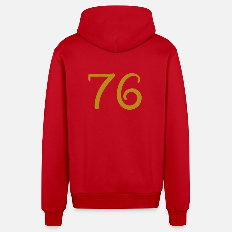 76 - Organic Relaxed Hooded Jacket Made in EU - red