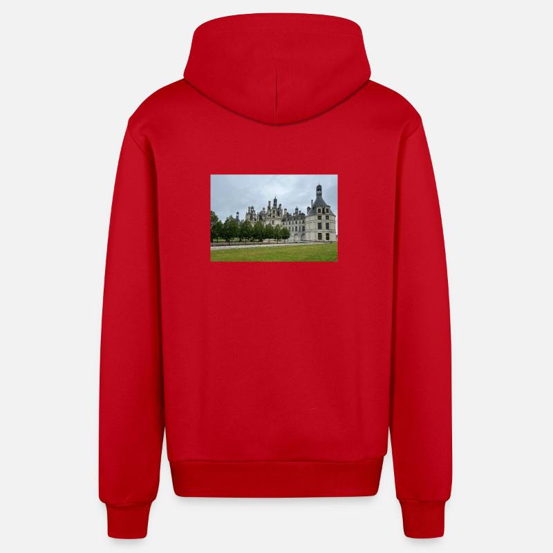 Chateau de Chambord - Veste à capuche bio décontractée fabriquée en UE - rouge