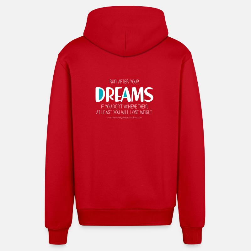 Lauf deinen Träumen hinterher (dunkel) - Organic Relaxed Kapuzenjacke Made in EU - Rot
