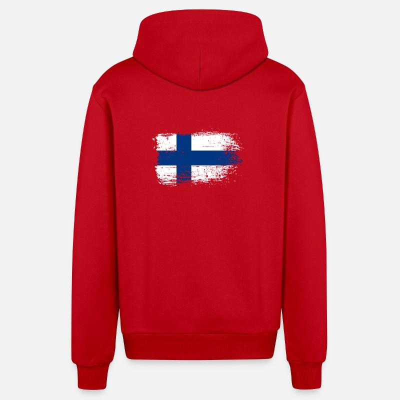 Graphique du drapeau finlandais Grunge - Veste à capuche bio décontractée fabriquée en UE - rouge