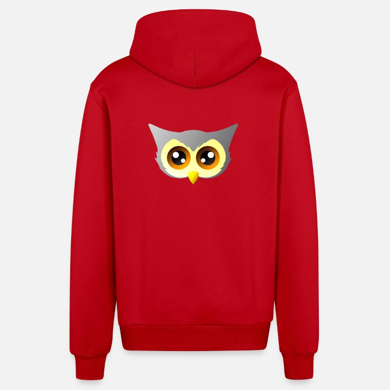 vögel closing, süßes eulengesicht - Organic Relaxed Kapuzenjacke Made in EU - Rot