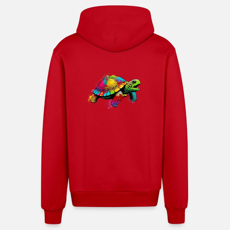 Tortue - Veste à capuche bio décontractée fabriquée en UE - rouge