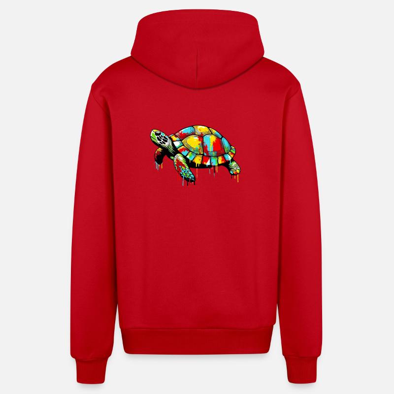 Tortue - Veste à capuche bio décontractée fabriquée en UE - rouge