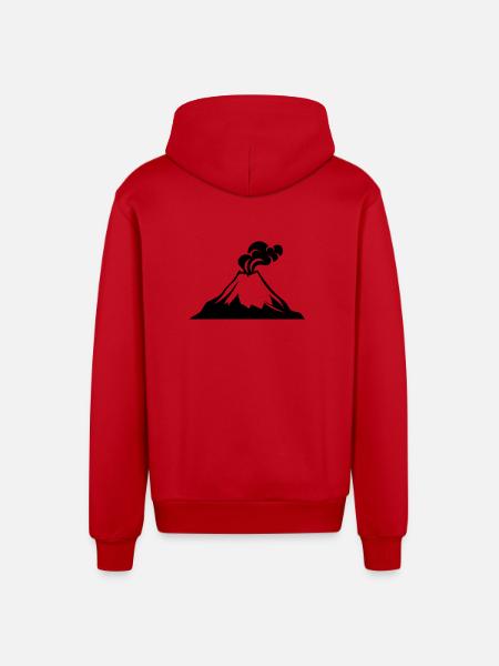 Volcan - Veste à capuche bio décontractée fabriquée en UE - rouge