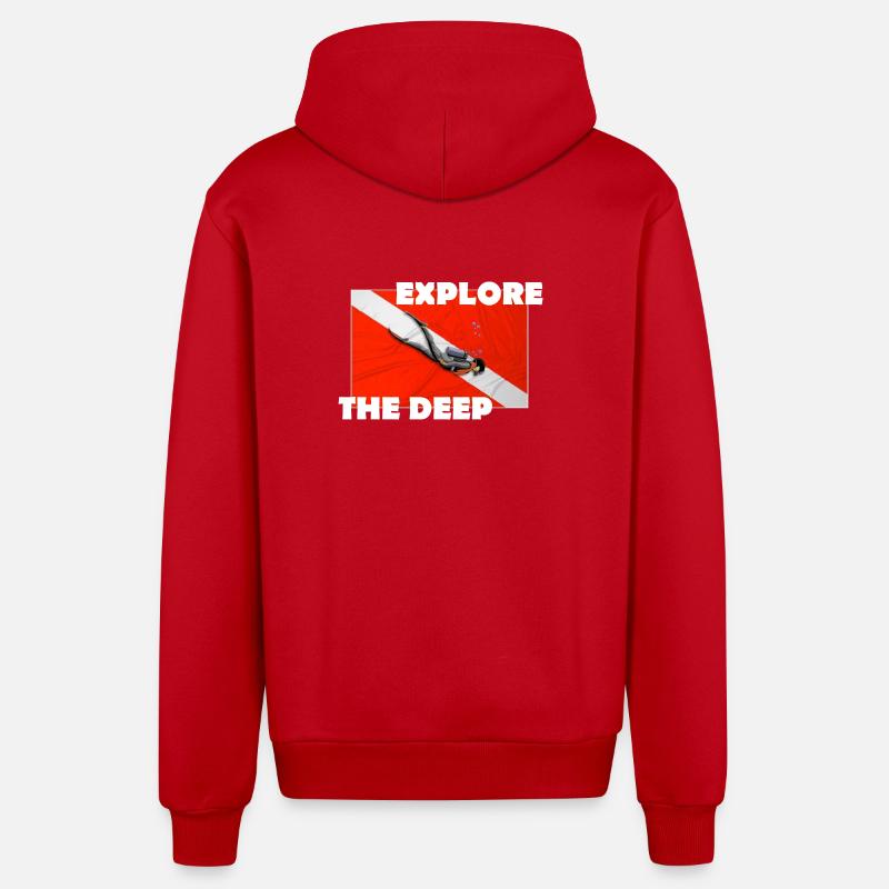 EXPLORE THE DEEP - Organic Relaxed Kapuzenjacke Made in EU - Rot
