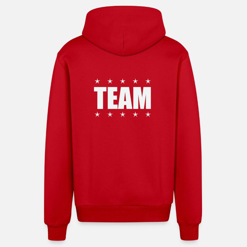 Équipe avec des stars - Veste à capuche bio décontractée fabriquée en UE - rouge