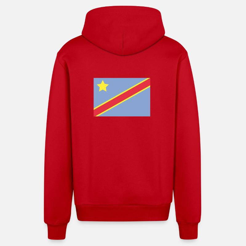 Drapeau du Congo - Veste à capuche bio décontractée fabriquée en UE - rouge