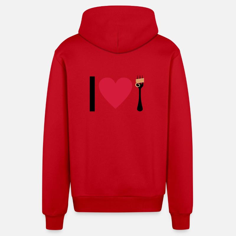 I love Pasta - Veste à capuche bio décontractée fabriquée en UE - rouge