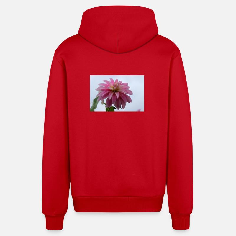 Dahlia rose rose fleur, fleur - Veste à capuche bio décontractée fabriquée en UE - rouge