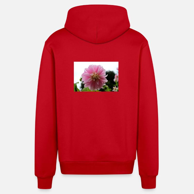Dahlia rose rose fleur, fleur - Veste à capuche bio décontractée fabriquée en UE - rouge