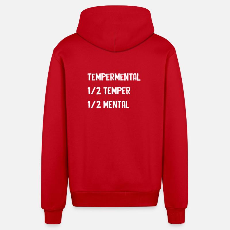 Tempermental Split Typography - Organic Relaxed Hooded Jacket Made in EU - red