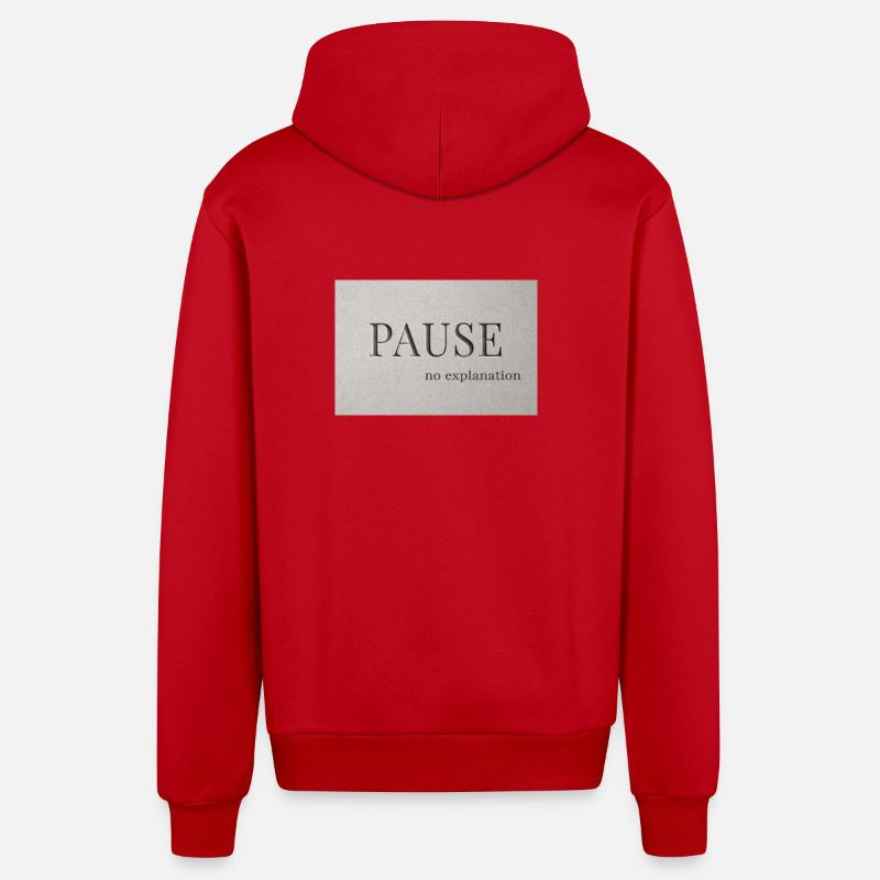 PAUSE – pas d’explication - Veste à capuche bio décontractée fabriquée en UE - rouge