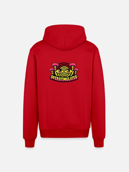 Overstimulated Psychedelic Eyes - Organic Relaxed Hooded Jacket Made in EU - red
