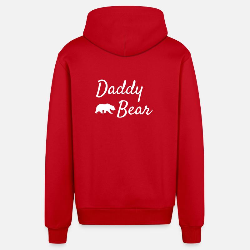 Daddy Bear Script Logo - Organic Relaxed Hooded Jacket Made in EU - red
