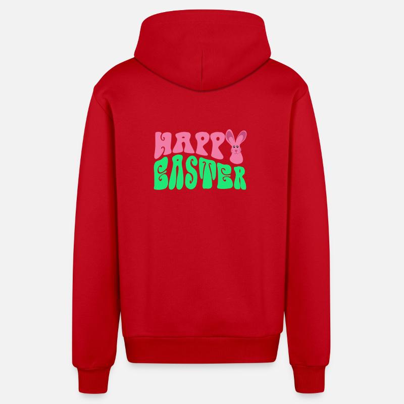 Frohe Ostern - Joyeuses Pâques - Veste à capuche bio décontractée fabriquée en UE - rouge