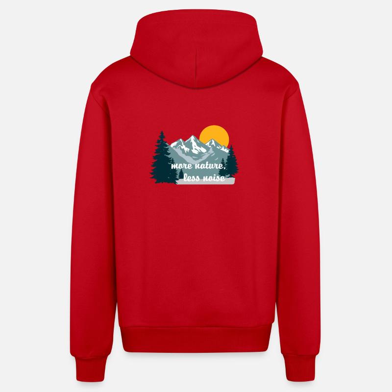 Plus de nature Moins de bruit - Veste à capuche bio décontractée fabriquée en UE - rouge