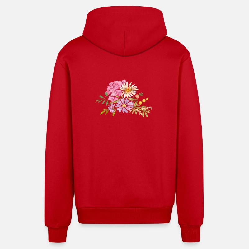 Bouquet de fleurs - Veste à capuche bio décontractée fabriquée en UE - rouge