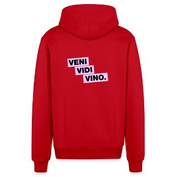 Veni Vidi Vino - Organic Relaxed Hooded Jacket Made in EU - red - Back