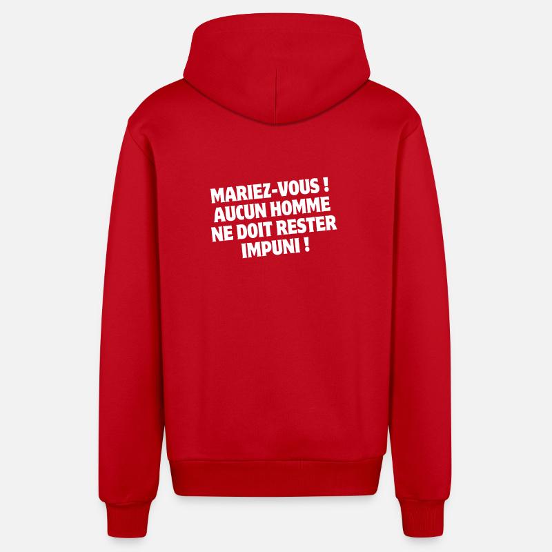 mariage, mariage humour, se marier - Veste à capuche bio décontractée fabriquée en UE - rouge