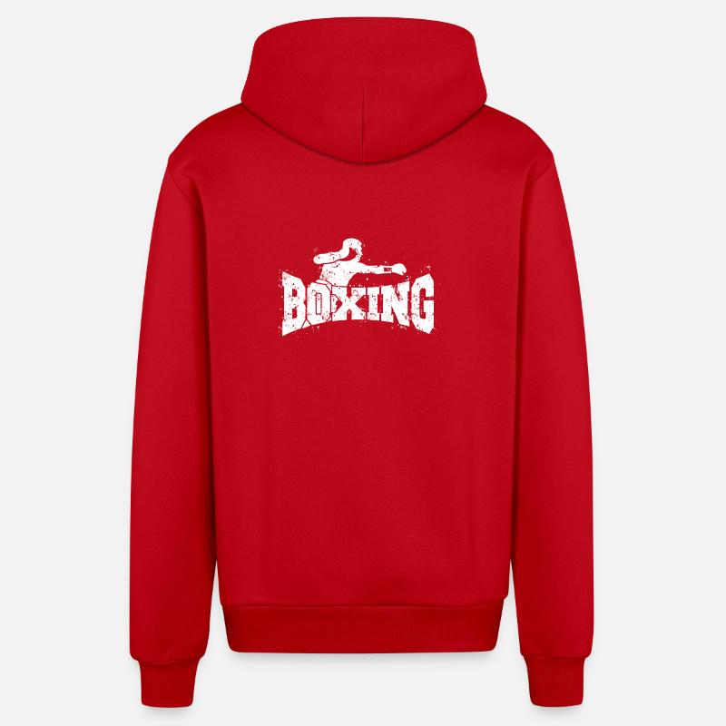 Boxe - Boxeur - Veste à capuche bio décontractée fabriquée en UE - rouge