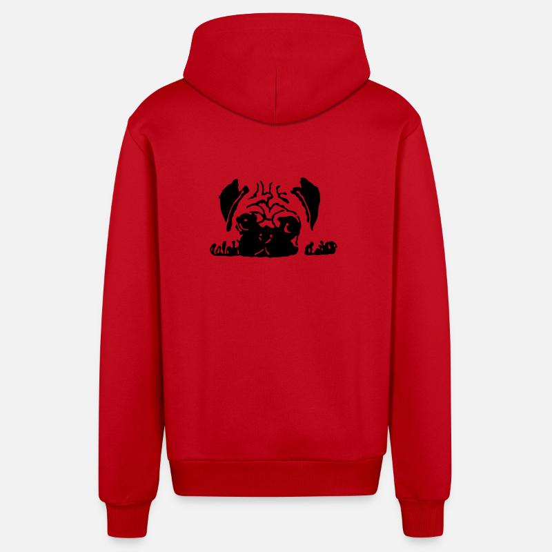 mops - Veste à capuche bio décontractée fabriquée en UE - rouge