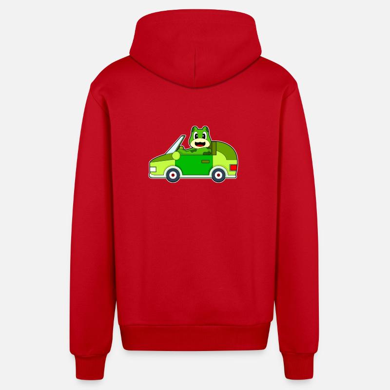 Voiture grenouille - Veste à capuche bio décontractée fabriquée en UE - rouge