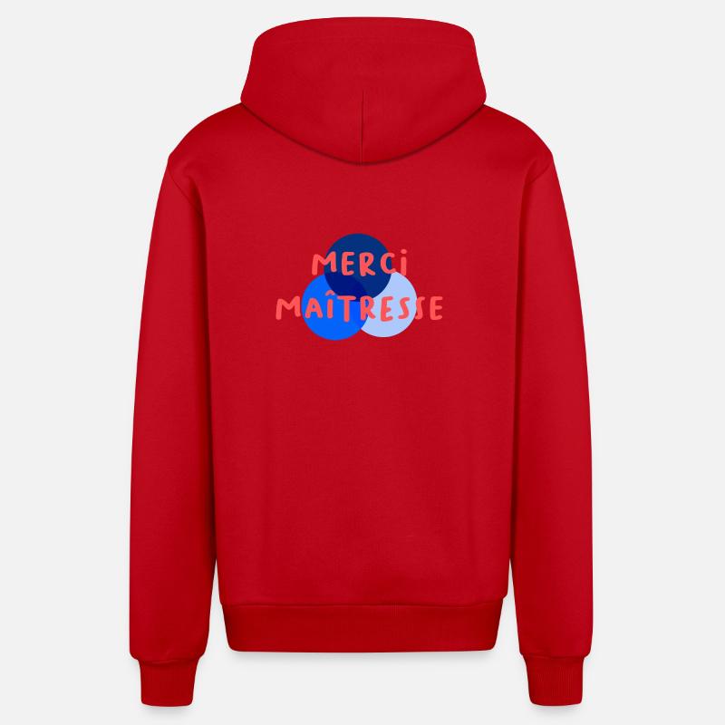 MAÎTRESSE. MERCI. MERCI MAÎTRESSE - Veste à capuche bio décontractée fabriquée en UE - rouge