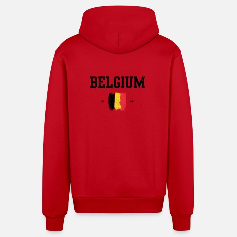 Impression d’art abstraite drapeau belge - Veste à capuche bio décontractée fabriquée en UE - rouge