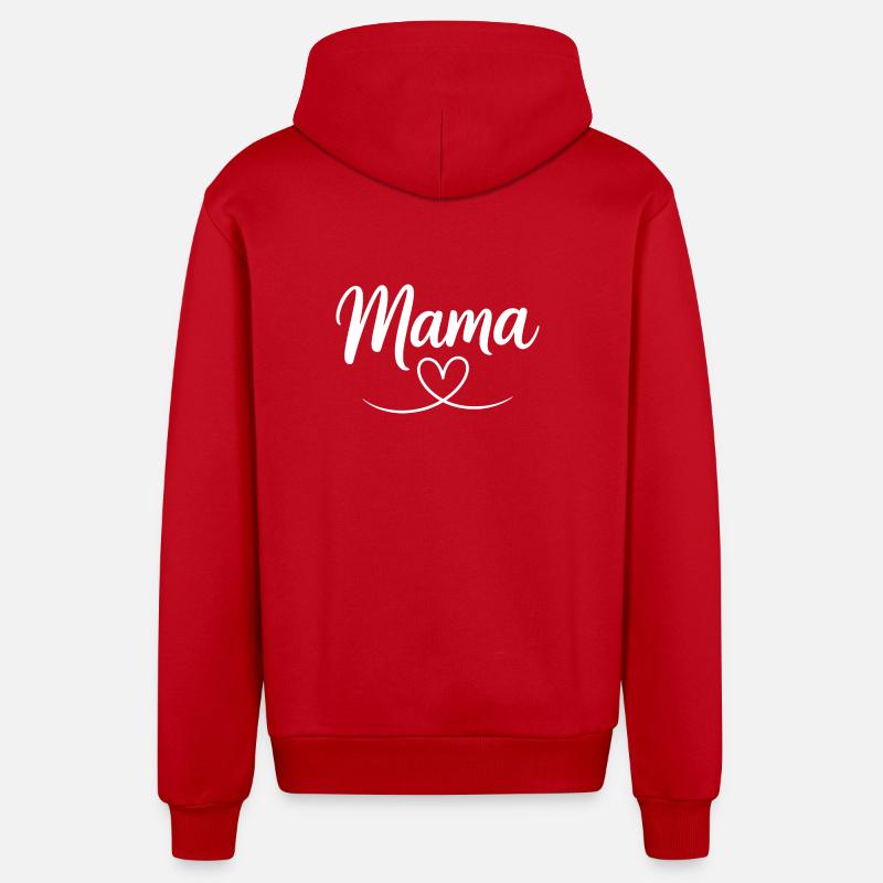 Mama Heart Script - Organic Relaxed Hooded Jacket Made in EU - red