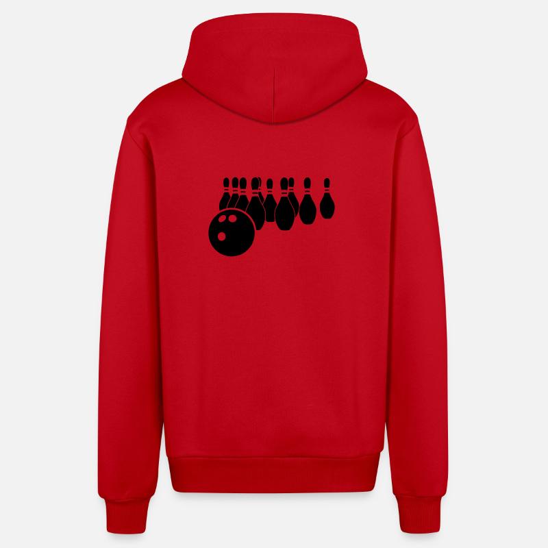 Logo de bowling - Veste à capuche bio décontractée fabriquée en UE - rouge