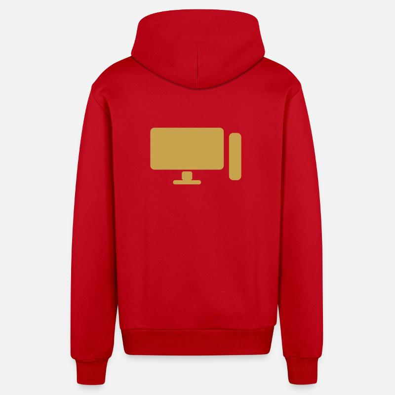 Minimal PC Setup Icon – Gamer Design - Organic Relaxed Kapuzenjacke Made in EU - Rot