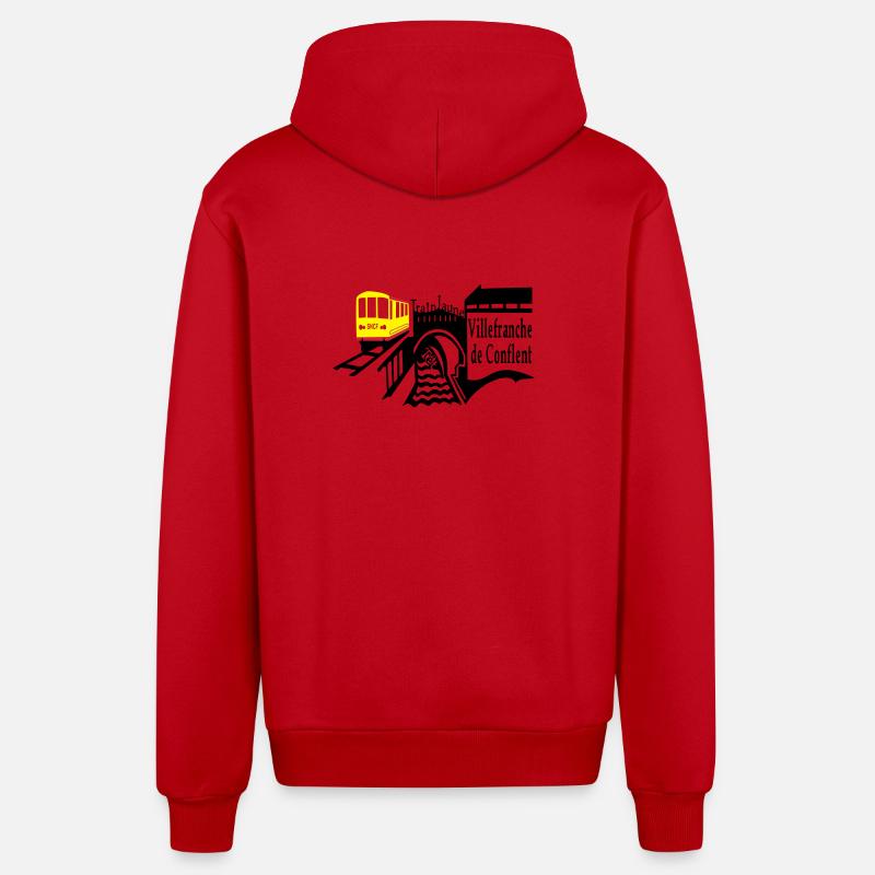 le petit train jaune - Veste à capuche bio décontractée fabriquée en UE - rouge