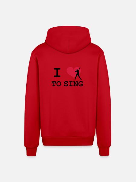 I Love To Sing - Veste à capuche bio décontractée fabriquée en UE - rouge