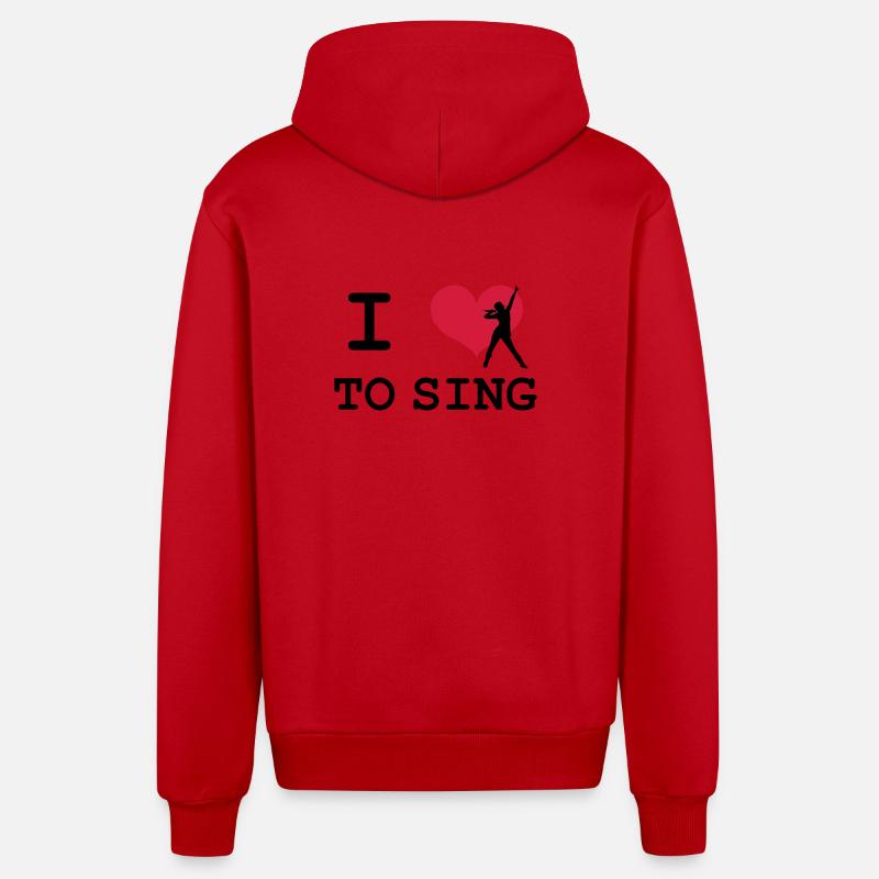 I Love To Sing - Veste à capuche bio décontractée fabriquée en UE - rouge